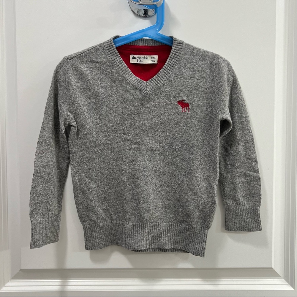 Abercrombie & Fitch Kids Gray V-Neck Sweater Size 3/4 year